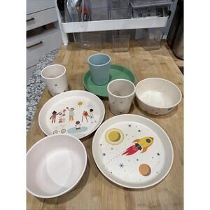 Huge LOT Of 8- Pillowfort Plates Cups and Bowls Pals - Dishwasher Safe - Kids *